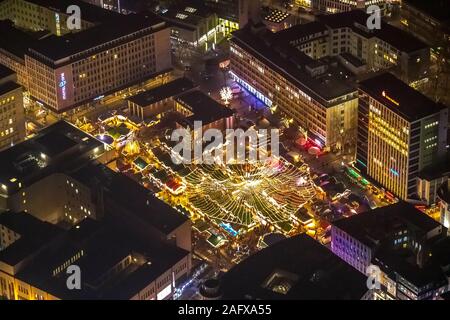 Aerial photo, Kennedyplatz, Christmas market Essen, historical market Essen, Ostviertel, Essen, Ruhr area, North Rhine-Westphalia, Germany, DE, Europe
