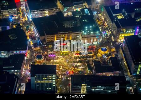 Aerial photo, Kennedyplatz, Christmas market Essen, historical market Essen, Ostviertel, Essen, Ruhr area, North Rhine-Westphalia, Germany, DE, Europe