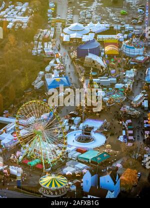 Aerial view of the Cranger Christmas magic, Herne Christmas market, mobile Christmas tree, Ferris wheel, Crange, Herne, Ruhr area, North Rhine-Westpha Stock Photo