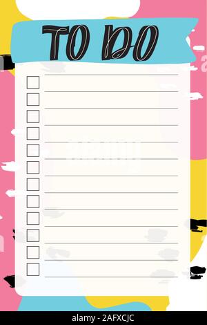 Memphis style. Template for agenda, planners, check lists Stock Vector