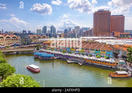 aerial view of Clarke Quay in singapore Stock Photo