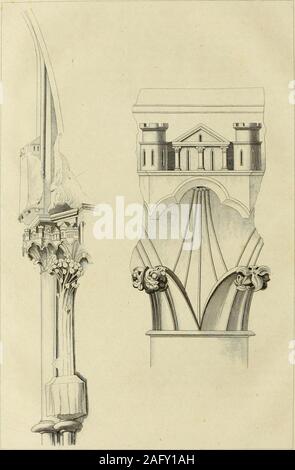 . Letters of an architect, from France, Italy, and Greece. rs, with arose over them, but not included in any common arch. At the ends ofthe transept the rose windows and the openings below them are filledwith tracery. The aisles are high and well lighted, but the general effectis heavy and displeasing. The western portal is the most singular partof the edifice. The architect was Hugues Sambin, a native of Dijon,who is said to have been the friend and pupil of M. Angelo Buonarotti.The porch is a return to the first Gothic style of shafts and statues ; thelatter indeed haVe been destroyed in the Stock Photo