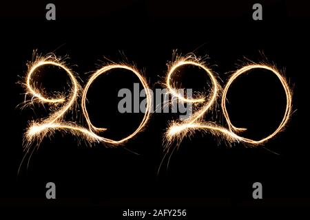 Happy New Year 2020 sparkle effect Stock Photo