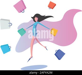 Women characters with shopping bags Stock Vector