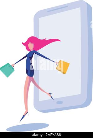 Women characters with shopping bags Stock Vector