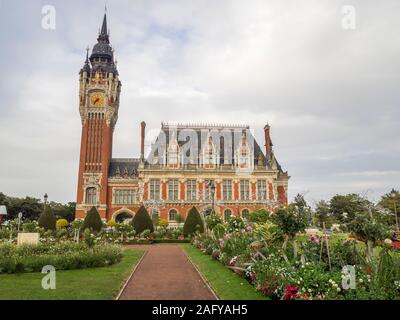 Calais town hall and clock tower, France. Stock Photo