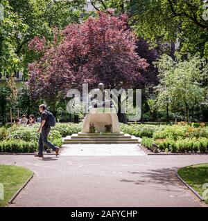 Statue of Mahatma Gandhi in Tavistock Square gardens, London.  The Indian politician studied nearby at London University. Stock Photo