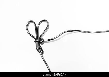 A bunny ears knot on white background Stock Photo