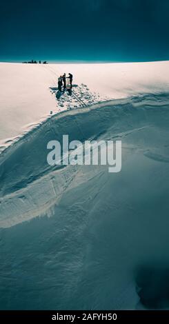 Scientists by the caldera of Bardarbunga, Vatnajokull Ice Cap, Iceland. Stock Photo