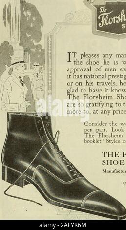 . The Saturday evening post. TT pleases any man to know thatthe shoe he is wearing has theapproval of men everywhere; thatit has national prestige; that, at homeor on his travels, he can always beglad to have it known that he wearsThe Florsheim Shoe. Few shoesare so gratifying to the wearer; nonemore so, at any price. Consider the wear, not the priceper pair. Look for the name —The Florsheim Shoe. Write forbooklet Styles of the Times. THE FLORSHEIMSHOE COMPANY Manufacturers Chicago jHMM The Lamar—Style M57 Stock Photo