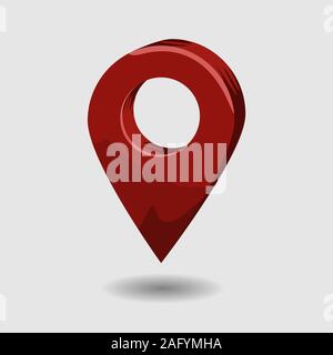 Hand drawn cartoon style map pin. Flat and solid vector illustration. Stock Vector