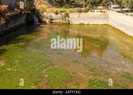 Water Holding Tank For The Irrigation Of Olive Trees, Andalucia Spain Stock Photo