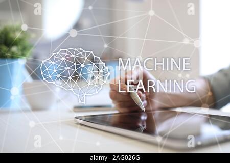 Machine learning technology and artificial intelligence in modern manufacturing Stock Photo