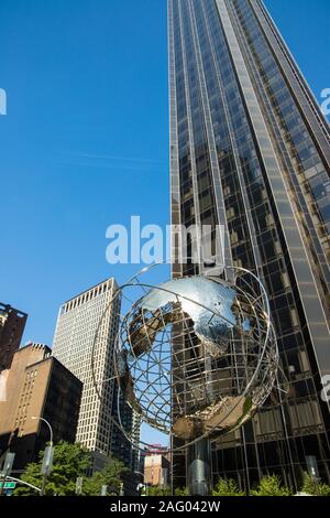 Globe Sculpture at Columbus Circle in New York City , USA . November ,2019. Stock Photo