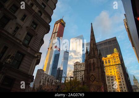 Trinity church in New York , USA.The oldest church in the city. November , 2018. Stock Photo