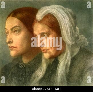 'Christina Rossetti with her Mother', 1877, (1942). Portait of English poet Christina Georgina Rossetti (1830-1894) and her mother Frances Mary Lavinia Rossetti (n&#xe9;e Polidori, 1800-1886). Chalk drawing by Dante Gabriel Rossetti, brother of Christina and son of Frances, in the National Portrait Gallery, London. From &quot;English Women&quot;, by Edith Sitwell. [Collins, London, 1942] Stock Photo