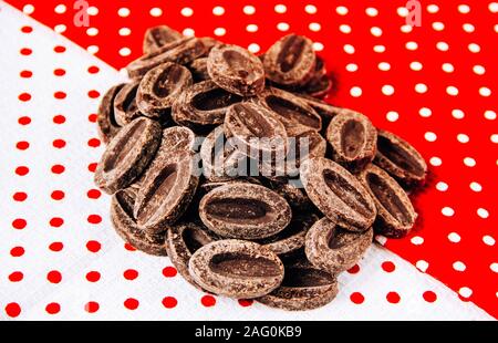 Pink Chocolate Chips Melting Chocolate Shapes White Background Stock Photo  by ©urban_light 425373266