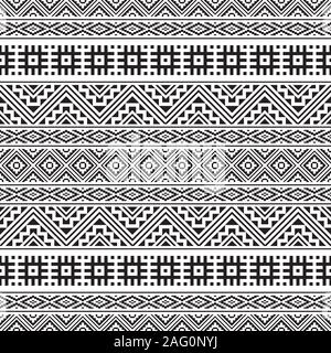 Tribal ethnic pattern in black and white color for background or frame Stock Photo