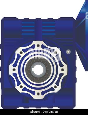 worm gearbox with flange. Vector illustration on white background. Isolated image. Stock Vector