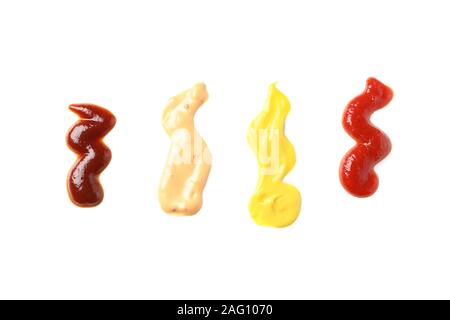 Different sauce smears isolated on white background Stock Photo