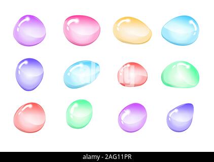 Multi-colored drops, colored liquid set. Vector illustration Stock Vector
