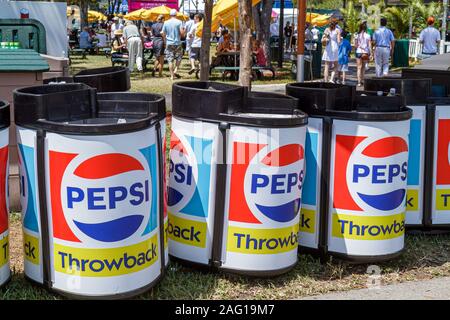 Miami Florida,Key Biscayne,Sony Ericsson Openal tennis tournament,sporting corporate sponsor,recycling bins,containers,FL100405020 Stock Photo