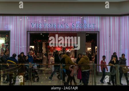 Scarborough town centre, Toronto, Canada, December 2019 - People walking in front of a 'Victoria Secret' store Stock Photo