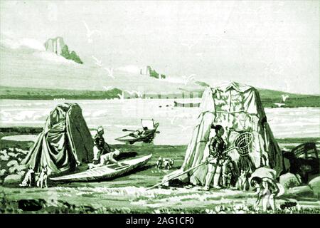 eskimos eskimo family or inuits greenland mallet engraving