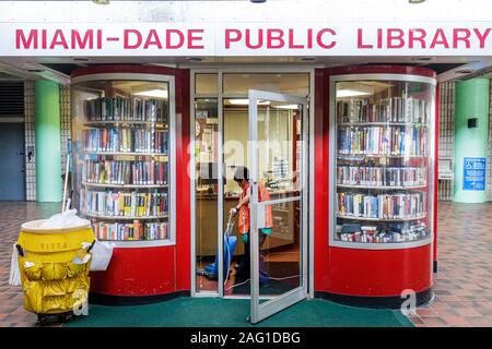 Miami Florida,Civic Center Metrorail Station,public library,cleaning woman,women,FL100419127 Stock Photo
