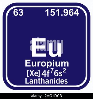 Europium Periodic Table of the Elements Vector illustration eps 10 Stock Vector