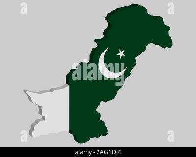 Pakistan Map flag Vector 3D illustration Eps 10 Stock Vector