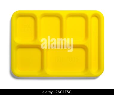 Yellow Plastic Food Tray Isolated on White Background. Stock Photo