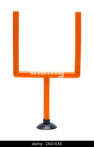 Football Field Goal Post Isolated on White Background. Stock Photo