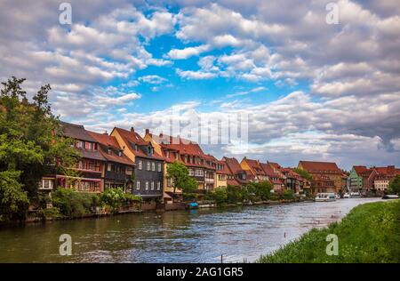 Historic fishermen's houses along the Regnitz river known as Little Venice (Klein-Venedig) in Bamberg, Bavaria, Germany, Europe Stock Photo