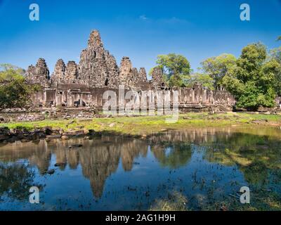 Temple ruins at the ancient Khmer site of Angkor Thom near Siem Reap in Cambodia. Stock Photo