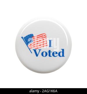 I Voted Button Isolated on White Background. Stock Photo