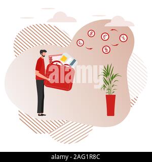 Vector illustration People with wallet, bank card, money bill. Financial transactions, money transfer, banking metaphor. Cash withdrawal, currency exc Stock Vector