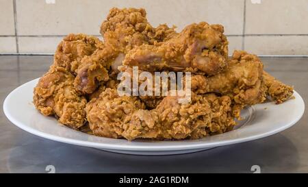 A plate of spicy chiken wings. Stock Photo