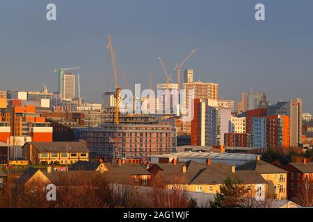 Leeds City Centre skyline with lots of developments happening on the ever changing skyline. Stock Photo