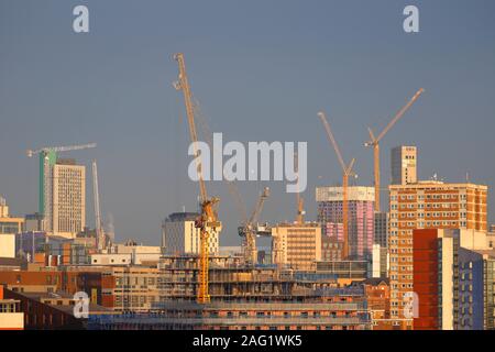 Leeds City Centre skyline with lots of developments happening on the ever changing skyline. Stock Photo