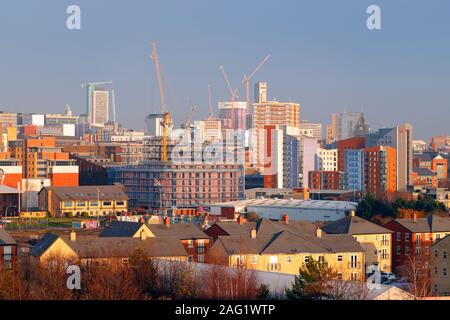 Leeds City Centre skyline with lots of developments happening on the ever changing skyline. Stock Photo