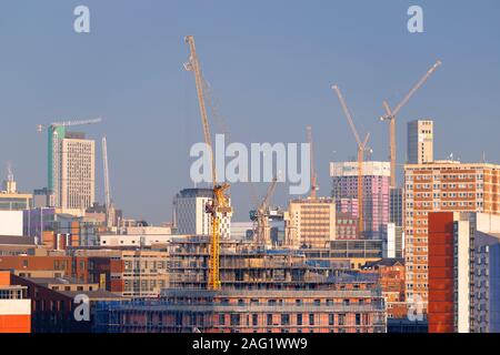 Leeds City Centre skyline with lots of developments happening on the ever changing skyline. Stock Photo