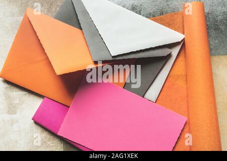 Various envelopes colorful with greeting cards, isolated on grunge background Stock Photo