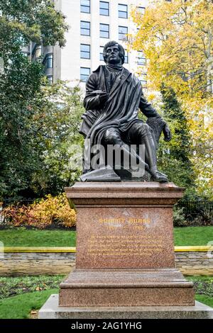 Robert Burns statue, Victoria Embankment Gardens, London, England, UK Stock Photo