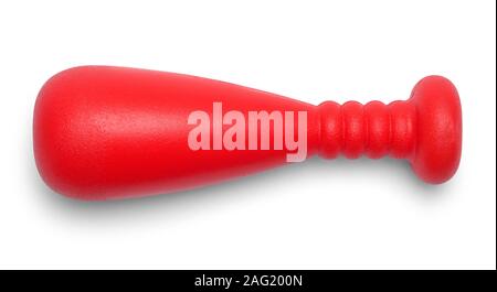 Red Plastic Toy Baseball Bat Isolated on White. Stock Photo