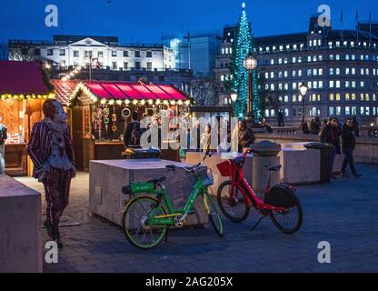 Xmas market in Trafalgar Square, London. UK Stock Photo