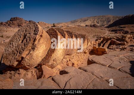 Ruins of the Great Temple site in Petra, Jordan Stock Photo