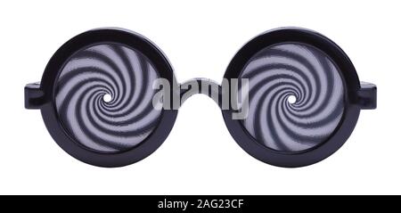 Spiral Hypnotic Glasses Front View Cut Out on White. Stock Photo