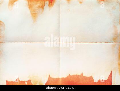 Old paper folded in four, texture background Stock Photo