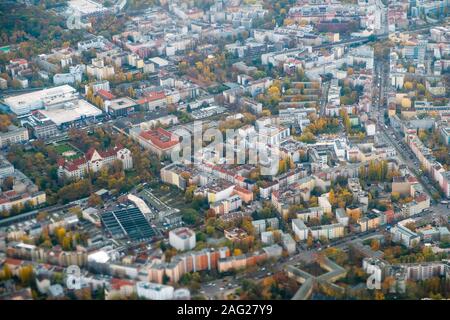 City aerial view from airplane Stock Photo